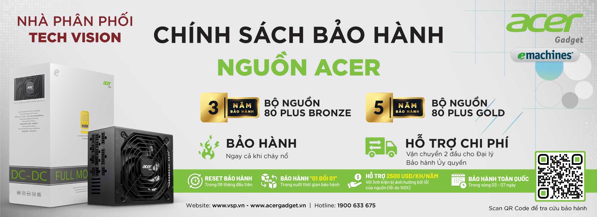 Chính sách bảo hành Nguồn Acer gadget