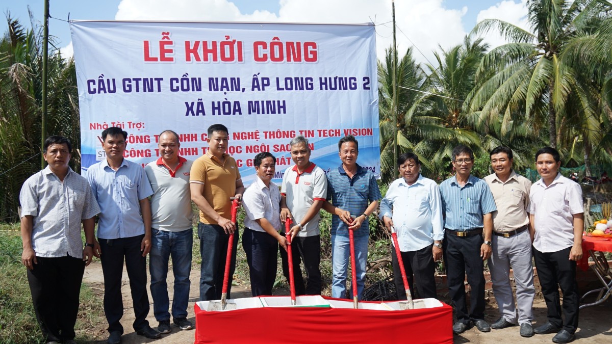 CÔNG TY TNHH CÔNG NGHỆ THÔNG TIN TECH VISION (HÃNG MÁY TÍNH VSP) TÀI TRỢ XÂY DỰNG CẦU GIAO THÔNG NÔNG THÔN (GTNT) CỒN NẠN TẠI ẤP LONG HƯNG 2, XÃ HÒA MINH, TIỀN GIANG