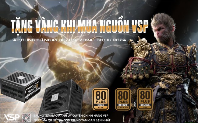 Thông báo chương trình khuyến mại tặng vàng khi mua bộ nguồn 80Plus VSP