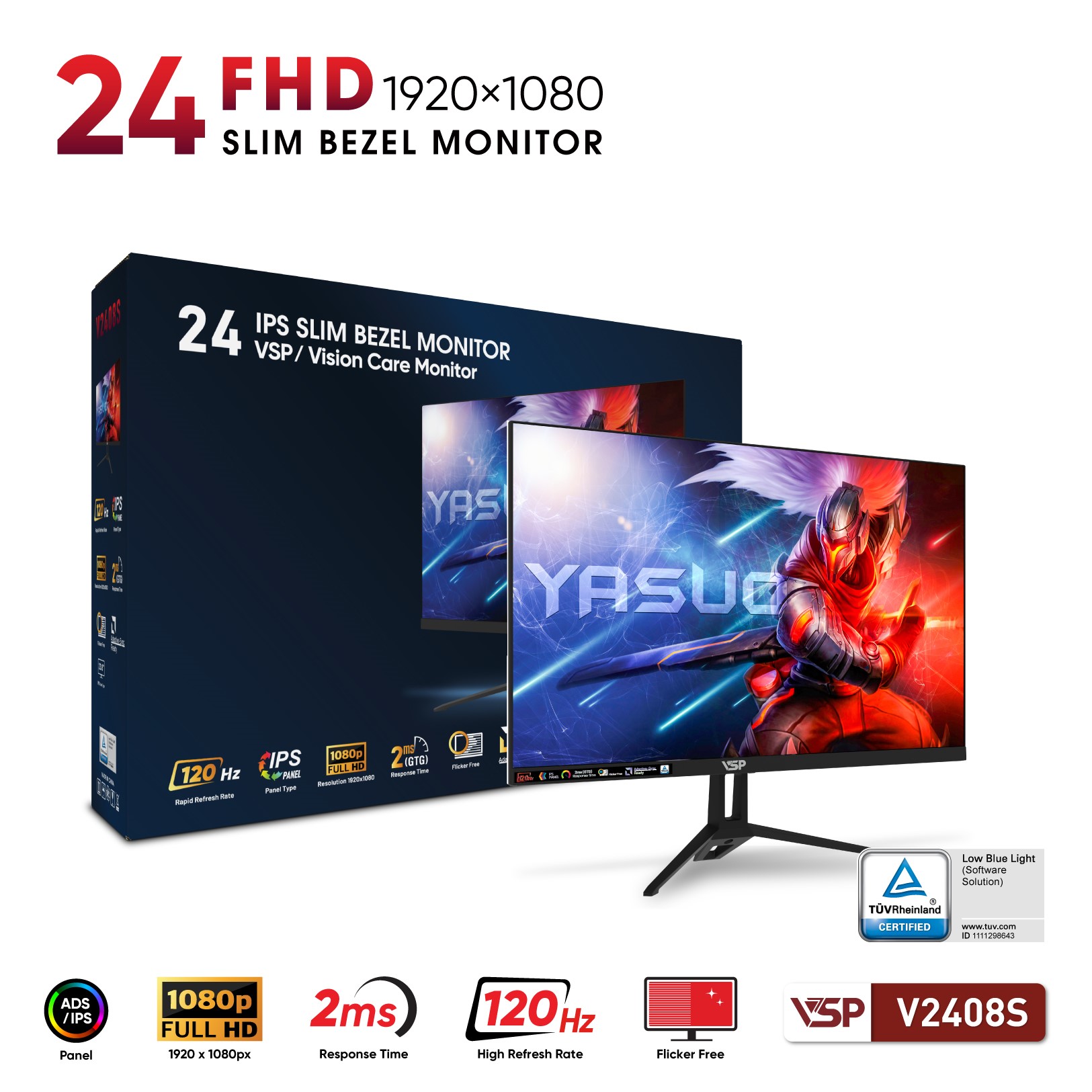 Màn hình văn phòng Hợp lý nhất tầm giá Dưới 2 Triệu - VSP V2408S