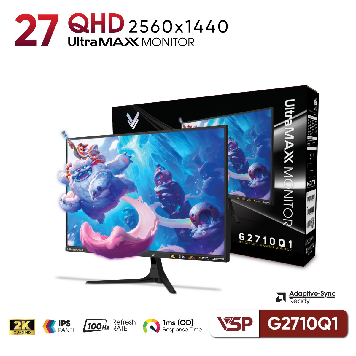 Màn hình 27 inch - 2K Chất lượng nhất tầm giá Dưới 3 Triệu - VSP G2710Q1