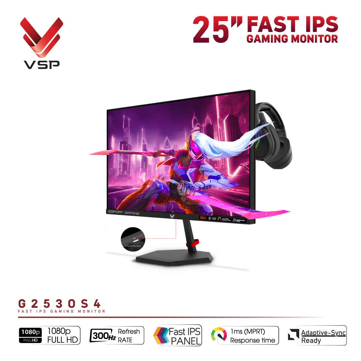 Mẫu Màn hình Esport Gaming thương hiệu Việt đỉnh nhất tầm giá loanh quoanh 4 củ - VSP G2530S4
