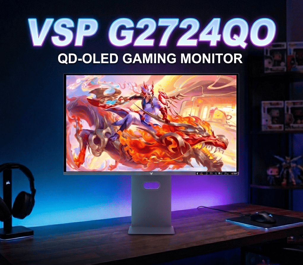 Đắm chìm trong thế giới game với VSP G2724QO: Công nghệ QD-OLED rực rỡ, phản hồi siêu tốc 0.03ms