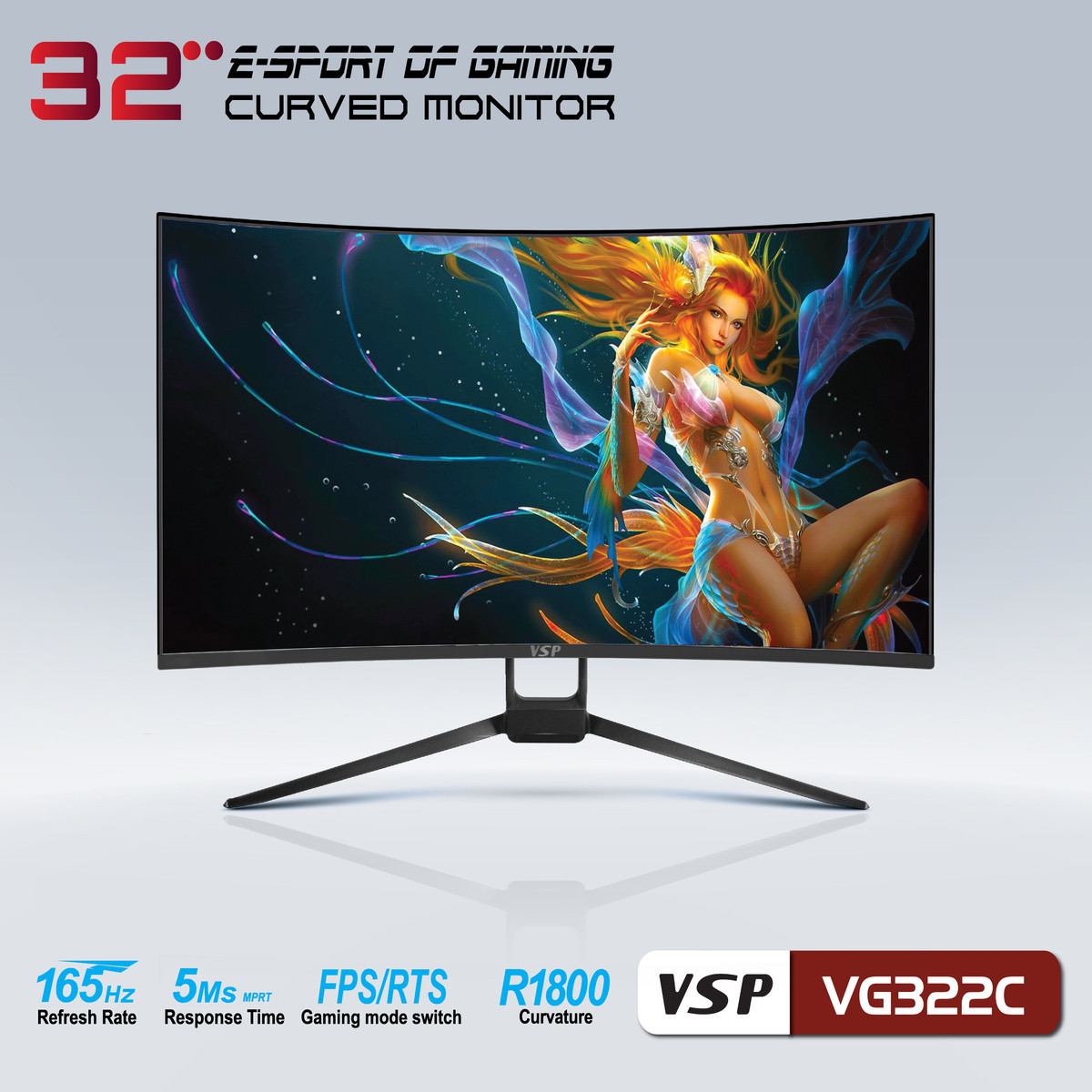 Màn Hình Gaming VSP VG322C (31.5 inch / VA / FHD / 165Hz / 5ms)