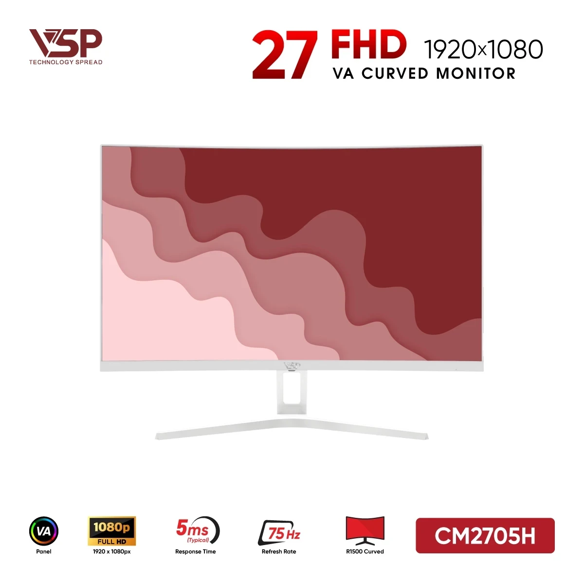 Màn Hình VSP CM2705H White (27 inch / VA / FHD / 75Hz / 5ms)