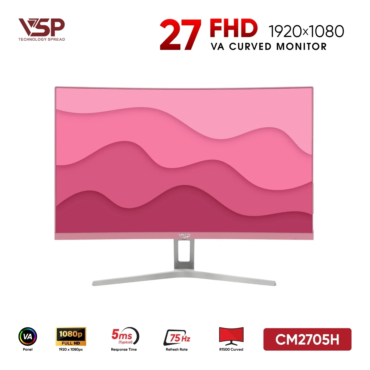 Màn Hình VSP CM2705H Pink (27 inch / VA / FHD / 75Hz / 5ms)