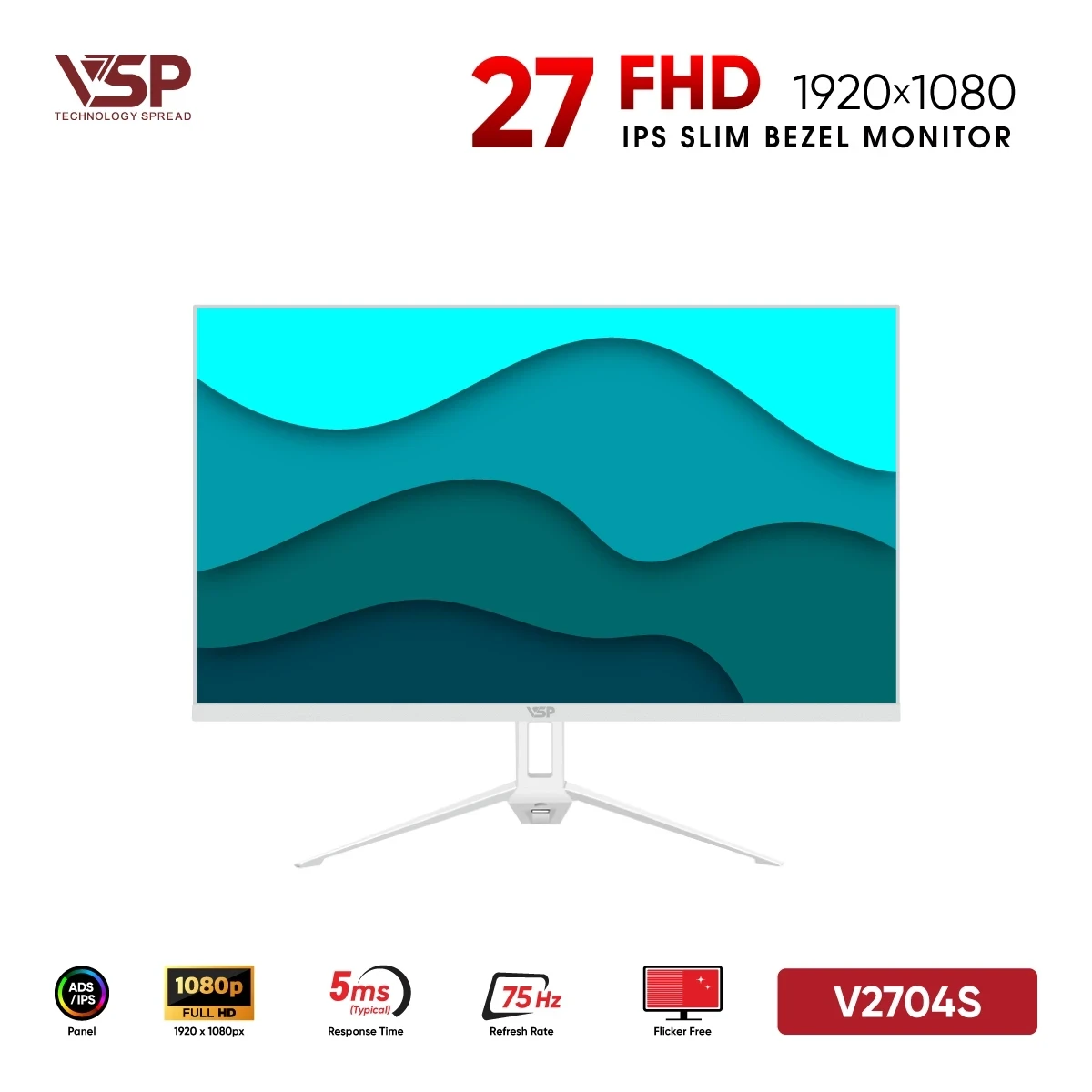Màn Hình VSP V2704S White (27 inch / IPS / FHD / 75Hz / 5ms)