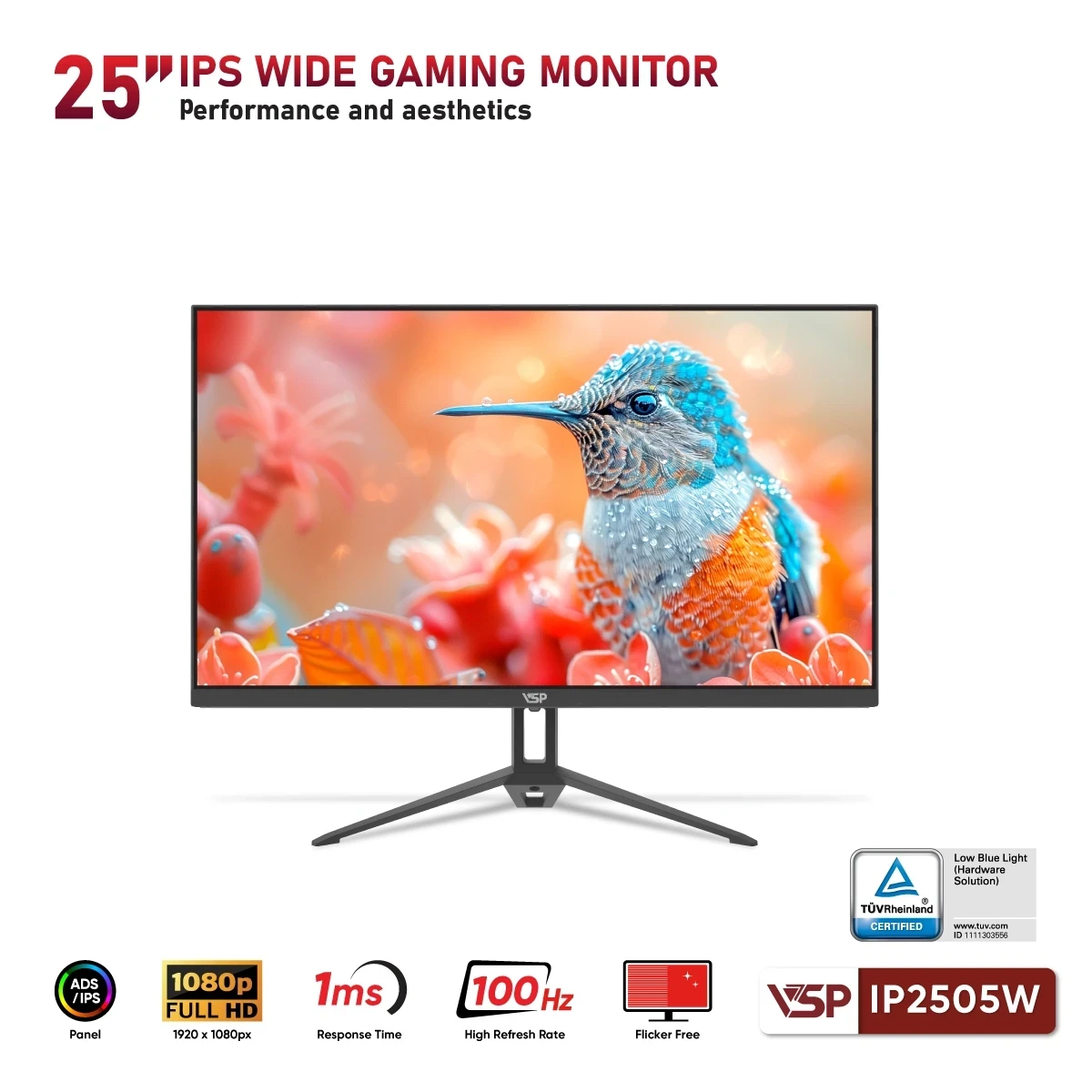 Màn hình phẳng VSP IP2505W (25inch / IPS / FHD / 100Hz / 1ms)
