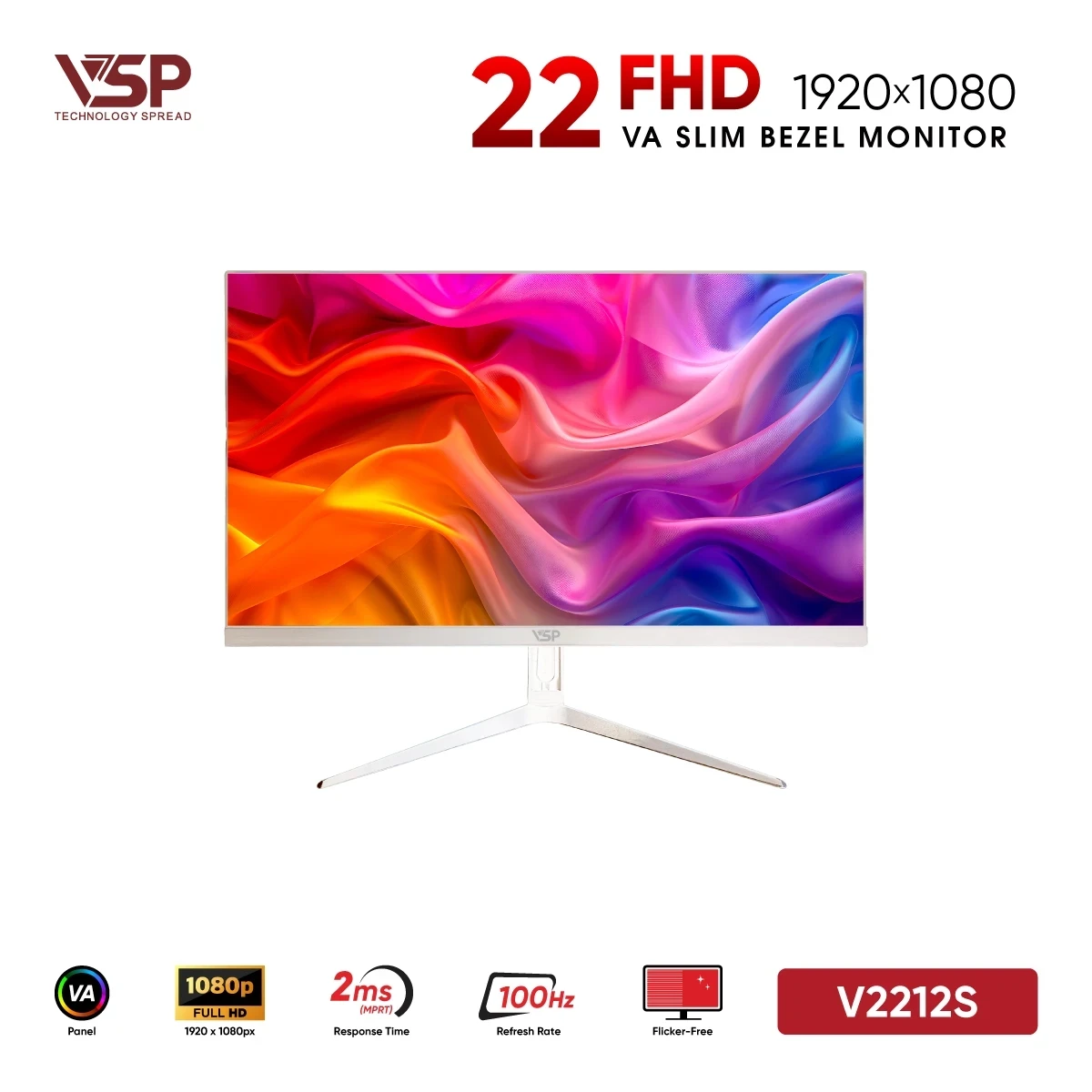 Màn Hình VSP V2212S White (22 inch / VA / FHD / 100Hz / 2ms)