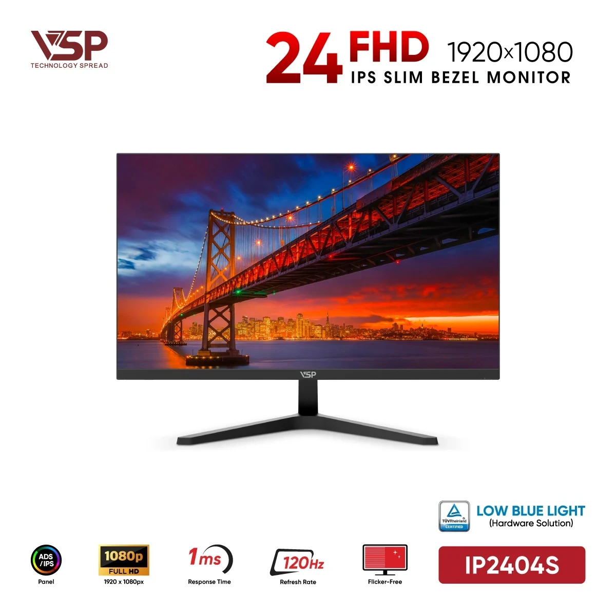 Màn Hình VSP IP2404S (24 inch / IPS / FHD / 120Hz / 1ms)