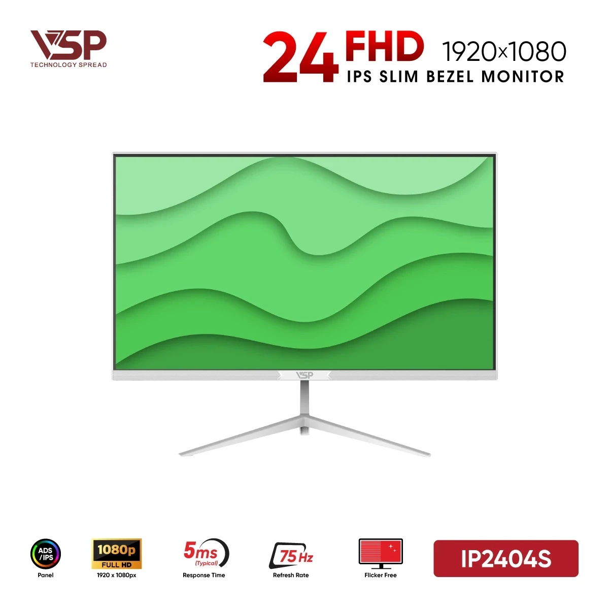 Màn Hình VSP IP2404S White (24 inch / IPS / FHD / 75Hz / 5ms)