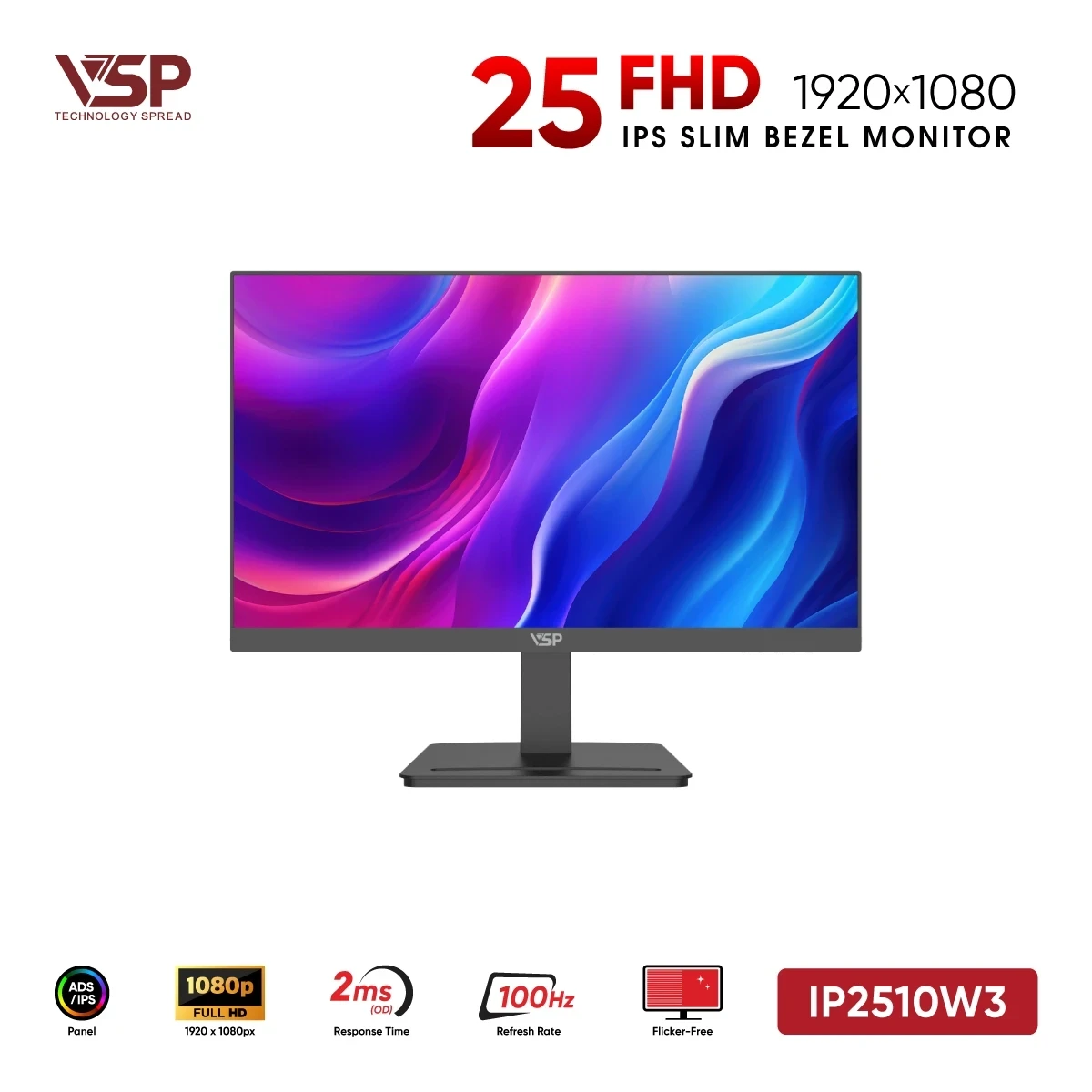 Màn Hình Gaming VSP IP2510W3 (25 inch / IPS / FHD / 100Hz / 2ms)