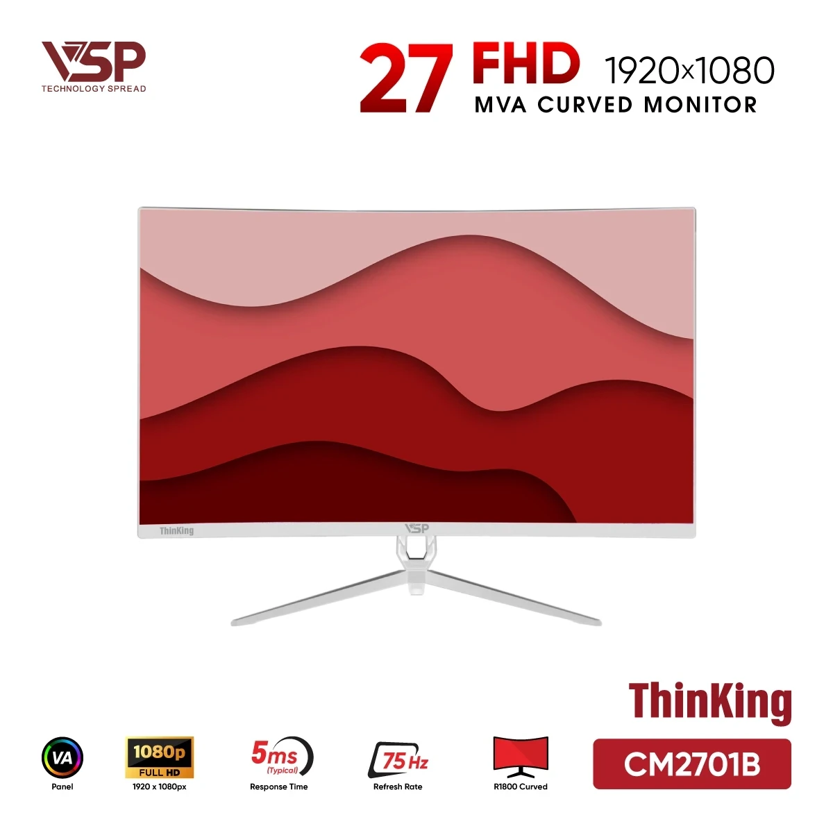 Màn Hình VSP CM2701B White(27 inch / MVA / FHD / 75Hz / 5ms)