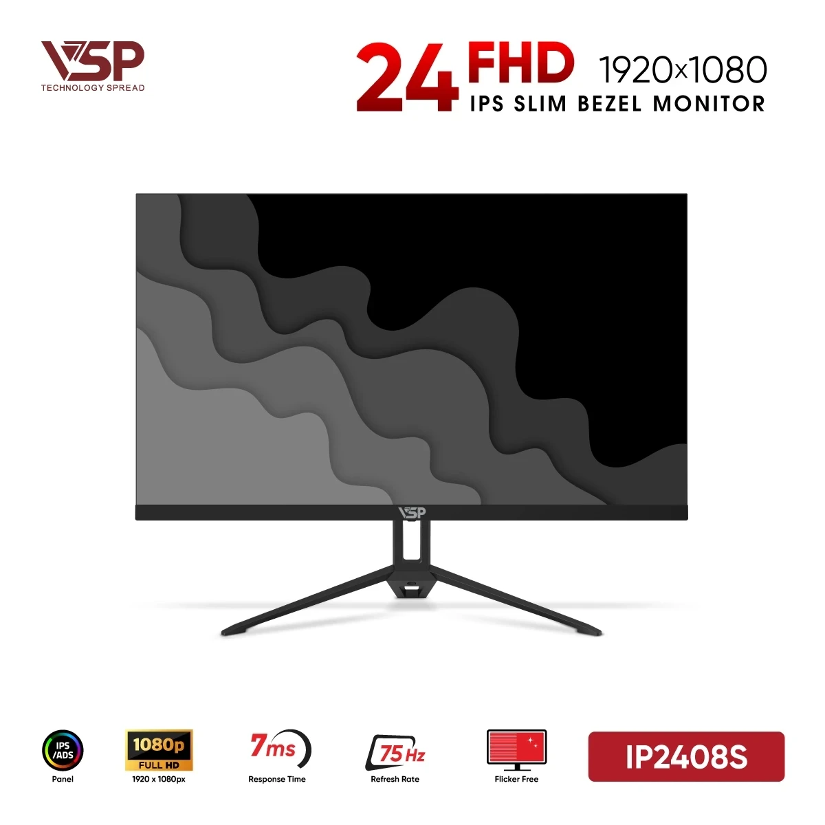 Màn Hình VSP IP2408S (24 inch / IPS / FHD / 75Hz / 7ms)