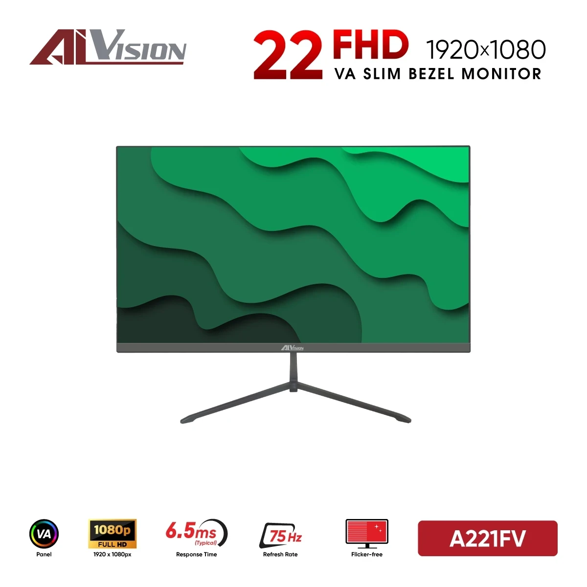 Màn Hình AiVision A221FV (22 inch / FHD / VA / 75Hz / 6.5ms)