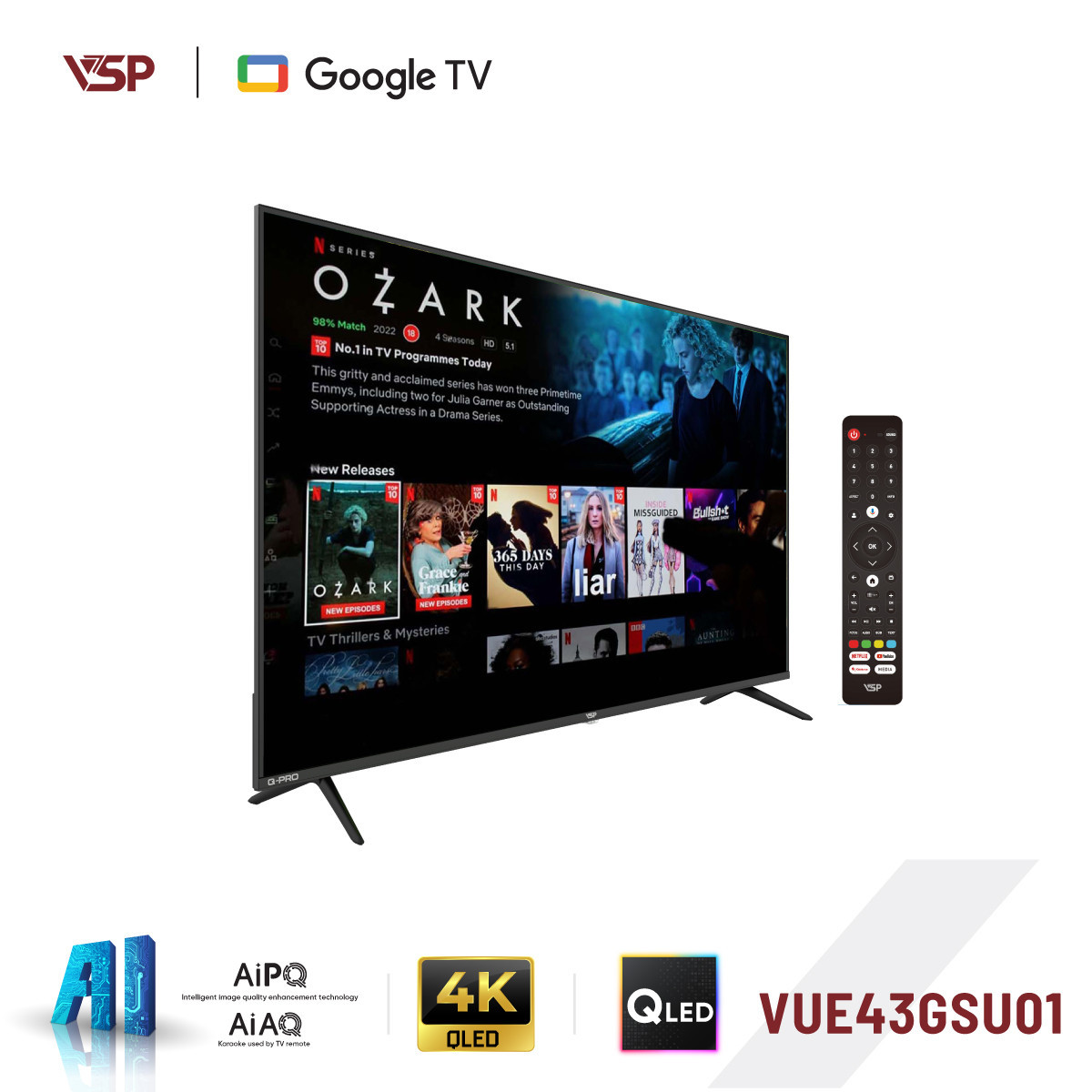 Smart Tivi VSP VUE43GSU01 (43 inch / 4K UHD / QLED / Google TV)