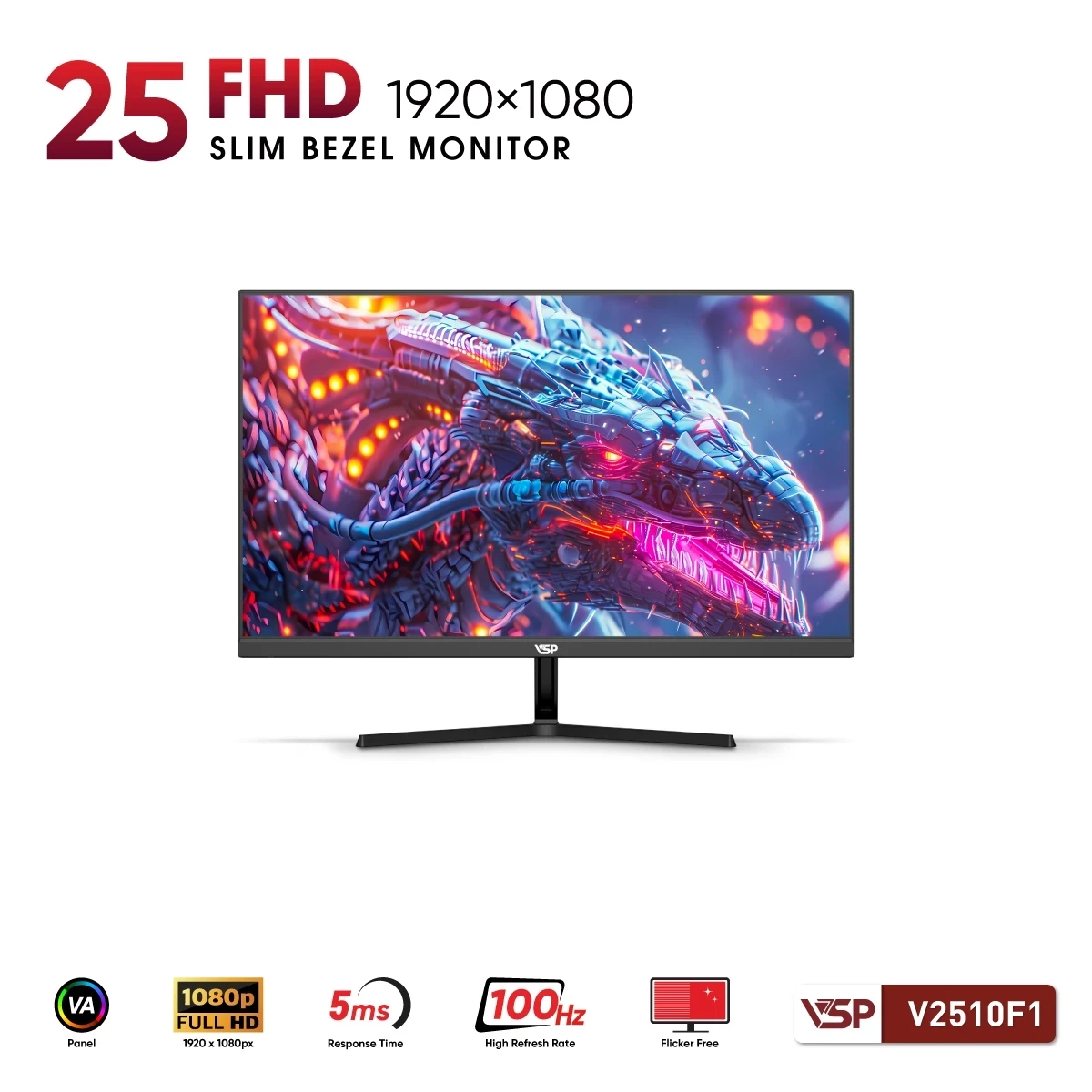 Màn Hình VSP V2510F1 (25 inch / VA / FHD / 100Hz / 1ms)