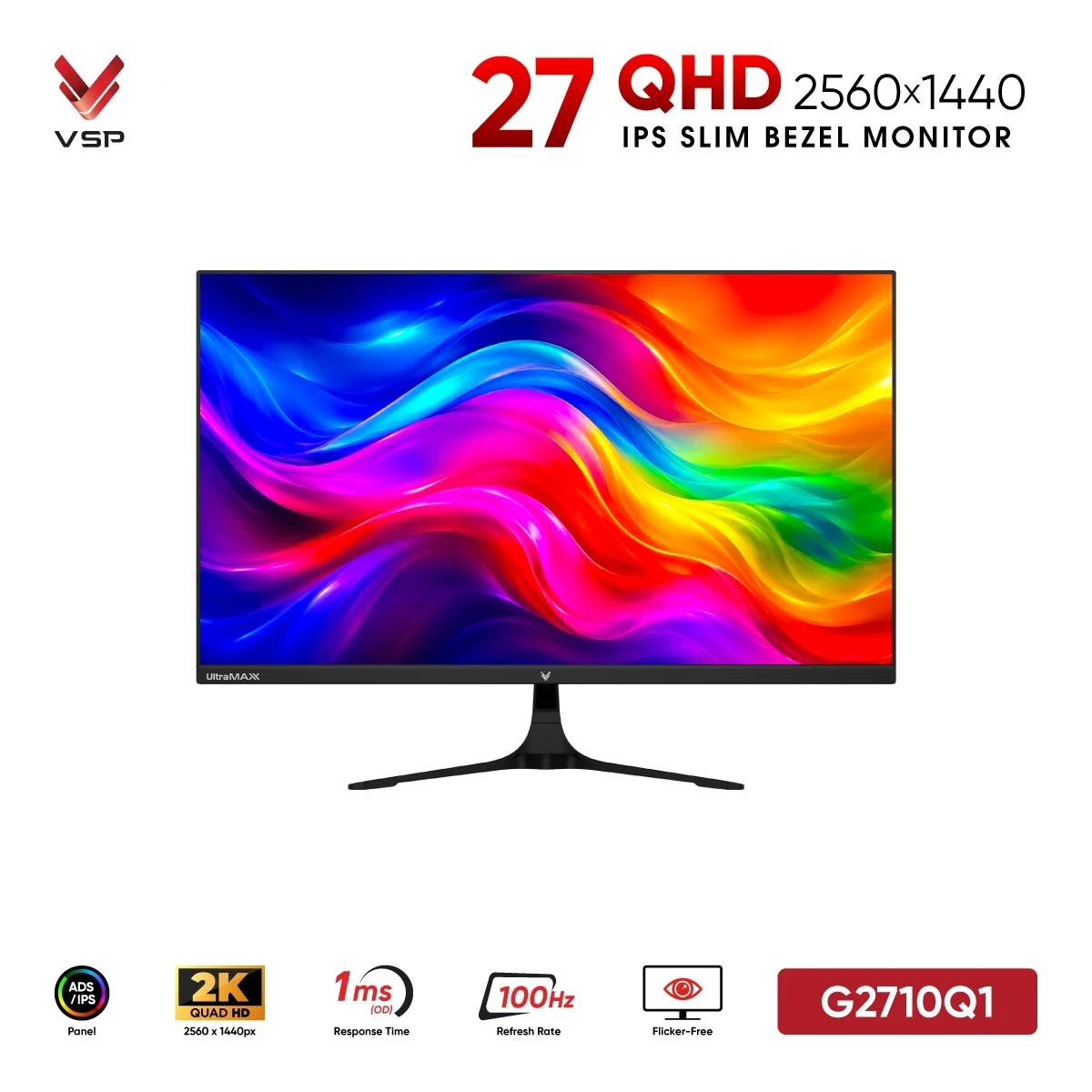 Màn Hình Gaming VSP G2710Q1 (27 inch / IPS / 2K QHD / 100Hz / 1ms)