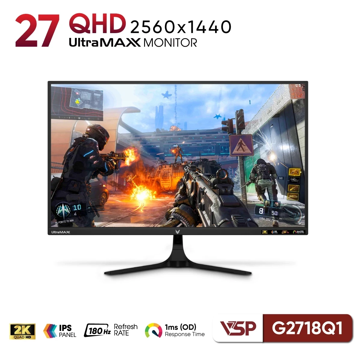 Màn Hình Gaming VSP G2718Q1 (27 inch / IPS / 2K / 180Hz / 1ms)