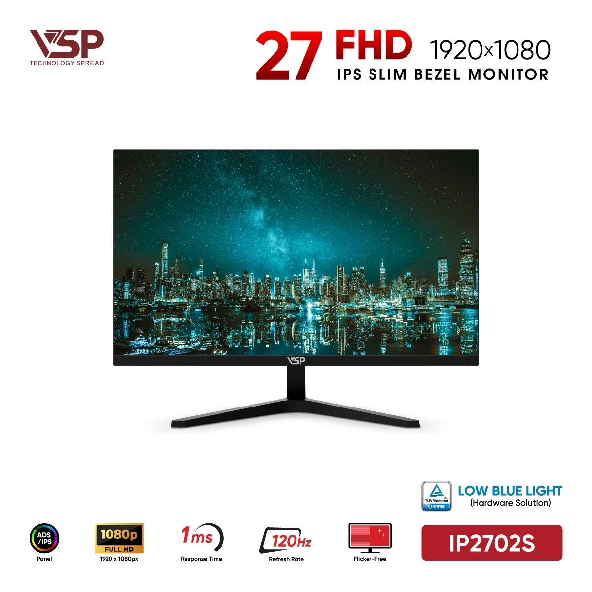 Màn Hình VSP IP2702S (27 inch / IPS / FHD / 120Hz / 1ms)