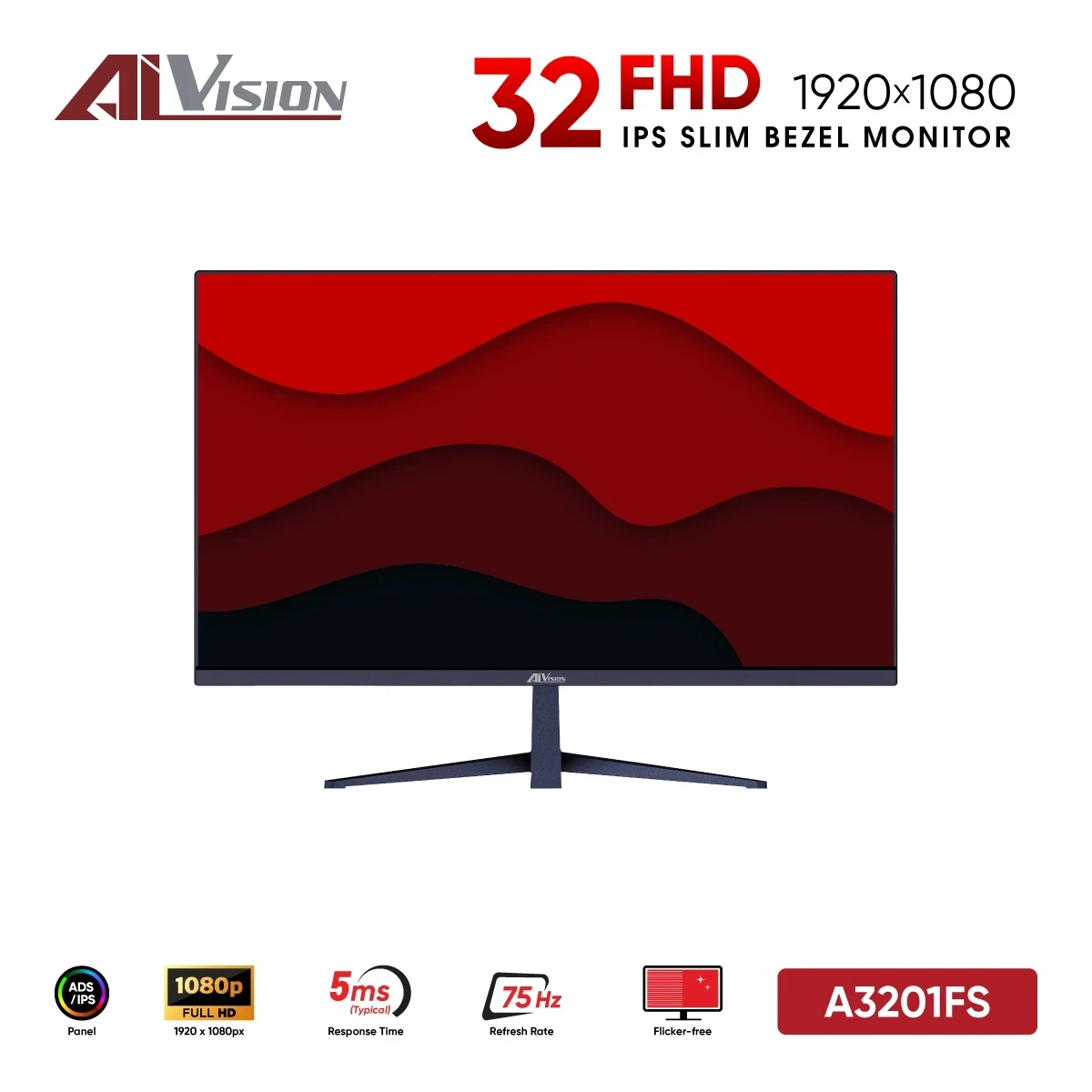 Màn Hình AiVision A3201FS Đen (32 inch / FHD / ADS-IPS / 75Hz / 5ms)