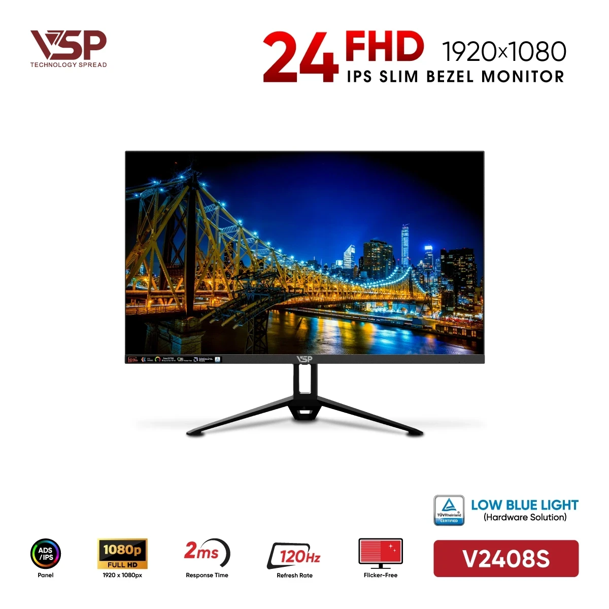 Màn Hình VSP V2408S (24 inch / ADS-IPS / FHD / 120Hz / 2ms)