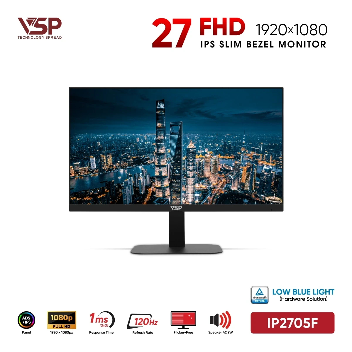 Màn Hình VSP IP2705F (27 inch / IPS / FHD / 120Hz / 1ms)
