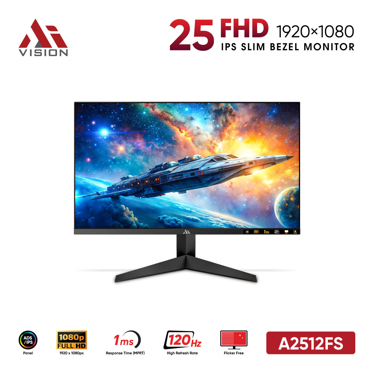 Màn Hình Máy Tính AiVision A2512FS (24.5 inch / FHD / ADS-IPS / 120Hz / 1ms)