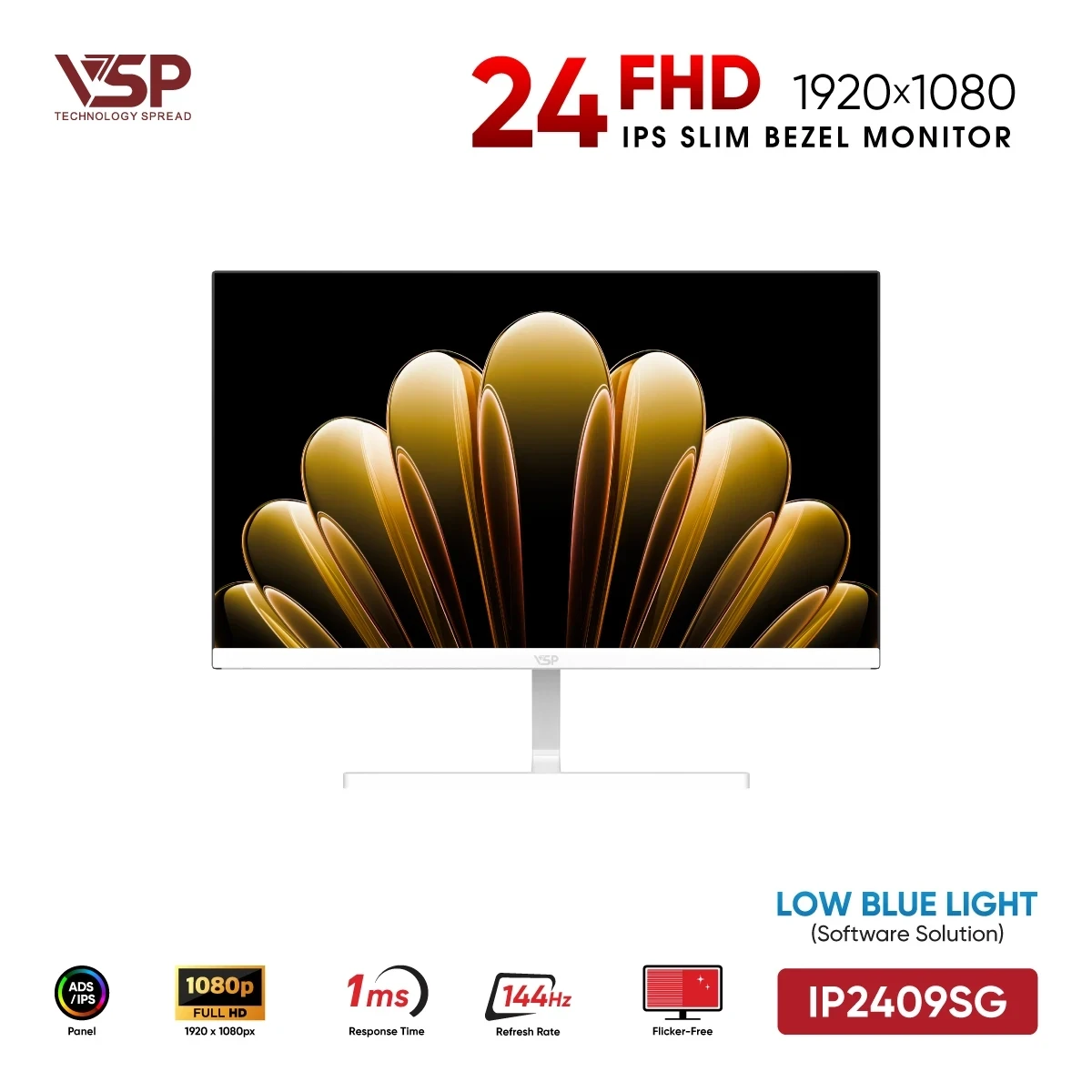 Màn Hình VSP IP2409SG White (24 inch / IPS / FHD / 144Hz / 1ms)