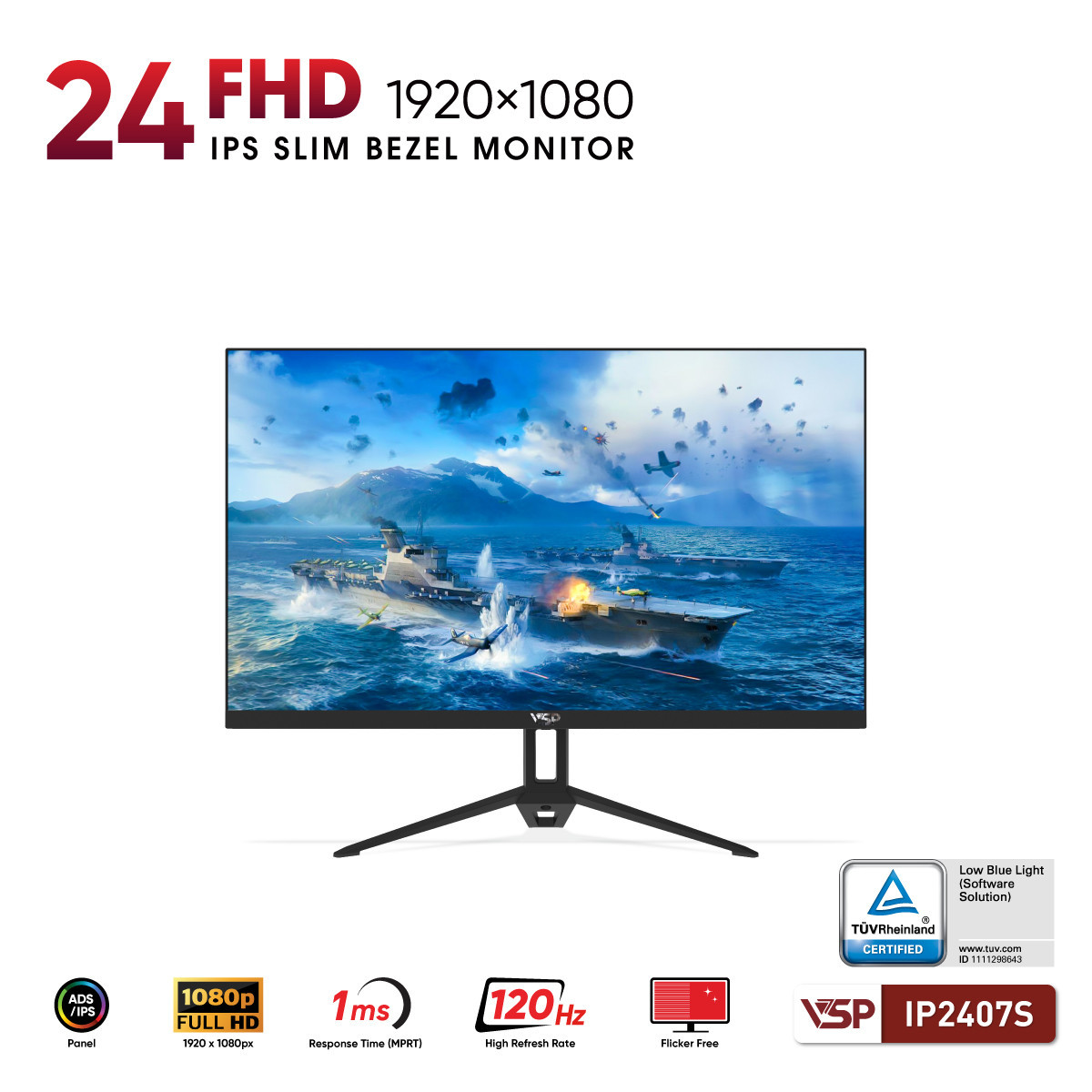 Màn hình VSP IP2407S (24inch / IPS / FHD / 120Hz / 1ms)
