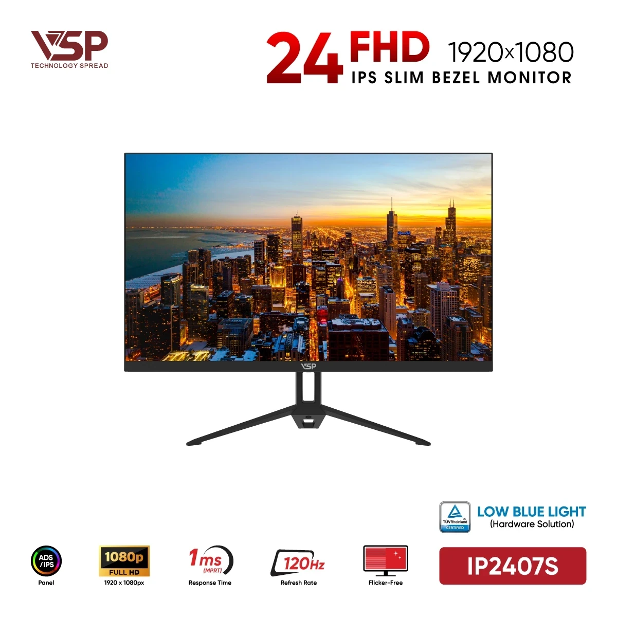 Màn Hình VSP IP2407S (24 inch / IPS / FHD / 120Hz / 1ms)