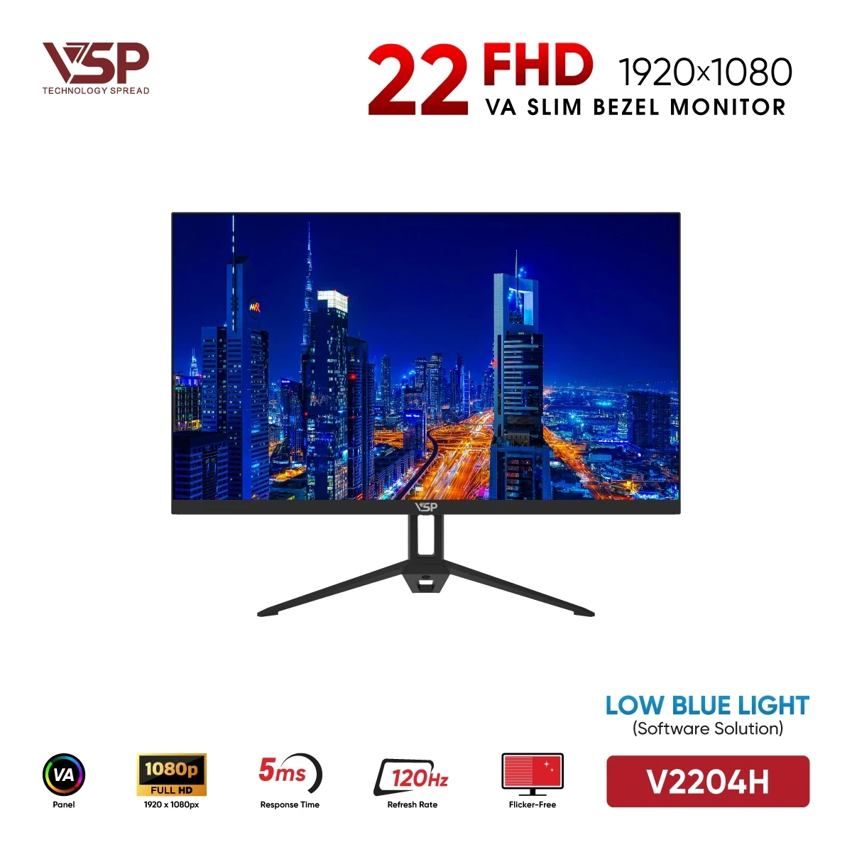 Màn Hình VSP V2204H (22 inch /  FHD / 120Hz / 5ms)
