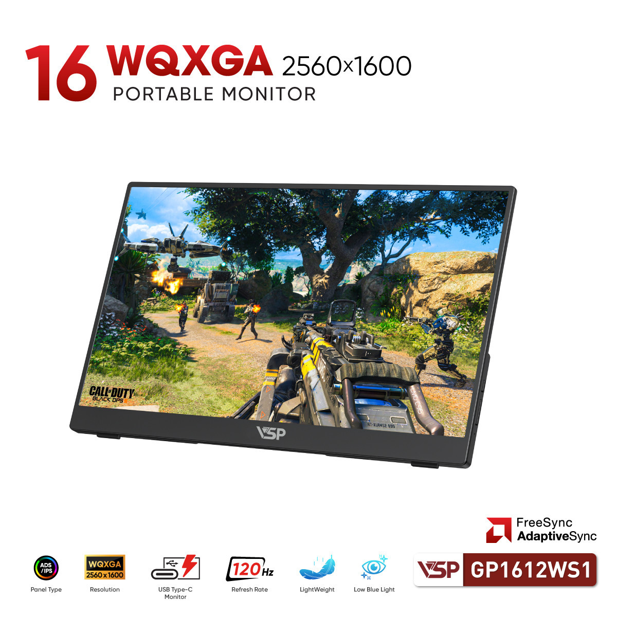 Màn Hình Di Động VSP GP1612WS1 (16inch / IPS / WQXGA / 120Hz / 1ms / non-Tooth)