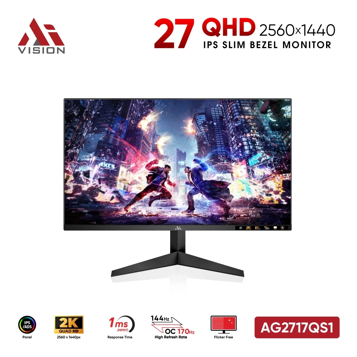 Màn Hình Gaming AiVision AG2717QS1 (27 inch / IPS / 2K QHD / 170Hz / 1ms)