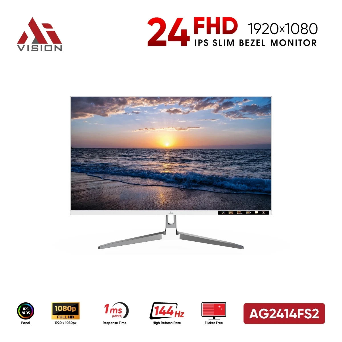 Màn Hình AiVision AG2414FS2 White (24 inch / IPS / FHD / 144Hz / 1ms)