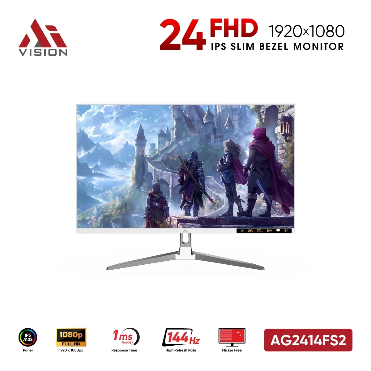Màn Hình AiVision AG2414FS2 White (24 inch / IPS / FHD / 144Hz / 1ms)