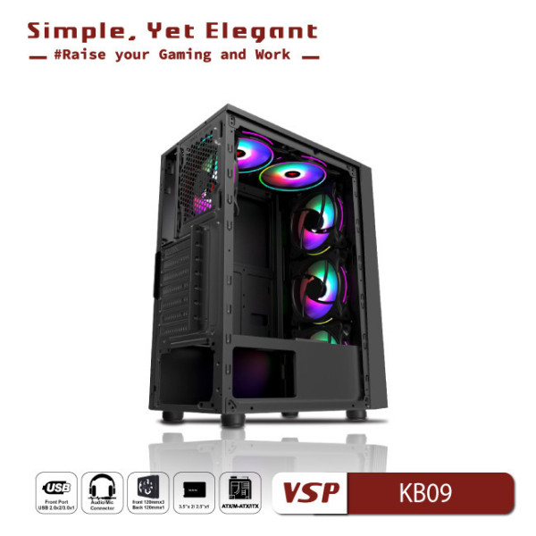 Vỏ Case Máy Tính VSP - Esport gaming KB09 - Đen