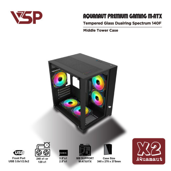 Vỏ Case Máy Tính X2 Aquanaut Pro Gaming M-ATX