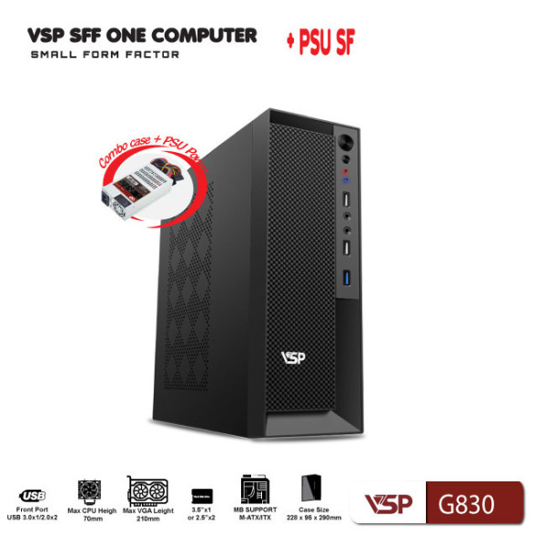 Combo Vỏ Case Máy Tính VSP SFF + Nguồn 200W - G830