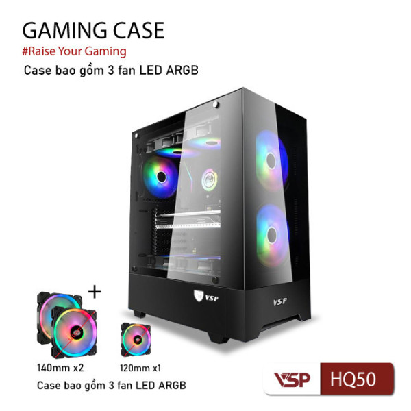 Vỏ Case máy tính Gaming VSP HQ50 - Đen