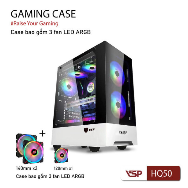 Vỏ Case máy tính Gaming VSP HQ50 - Trắng