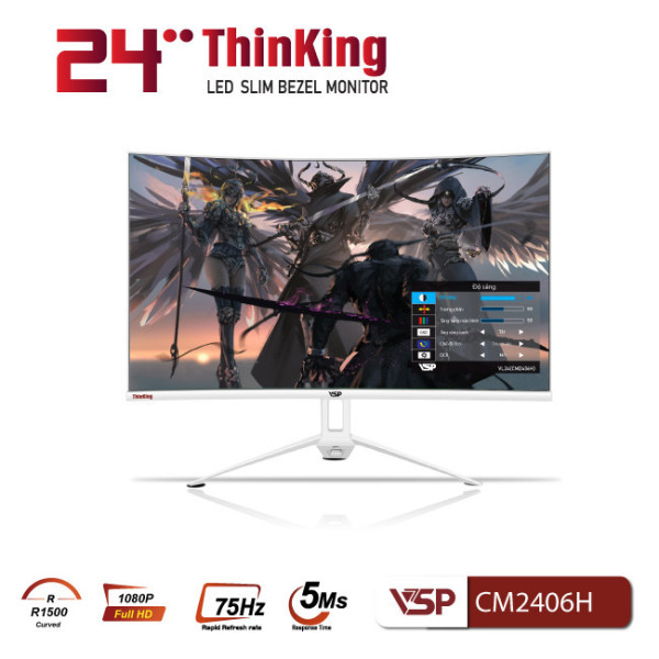 Màn hình LED cong VSP VL24 (CM2406H) (24inch / FHD / VA / 75Hz / 5ms / FreeSYNC /Trắng)
