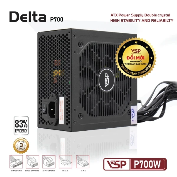 Bộ Nguồn Máy Tính VSP Delta P700W (700W / 83% Efficiency)