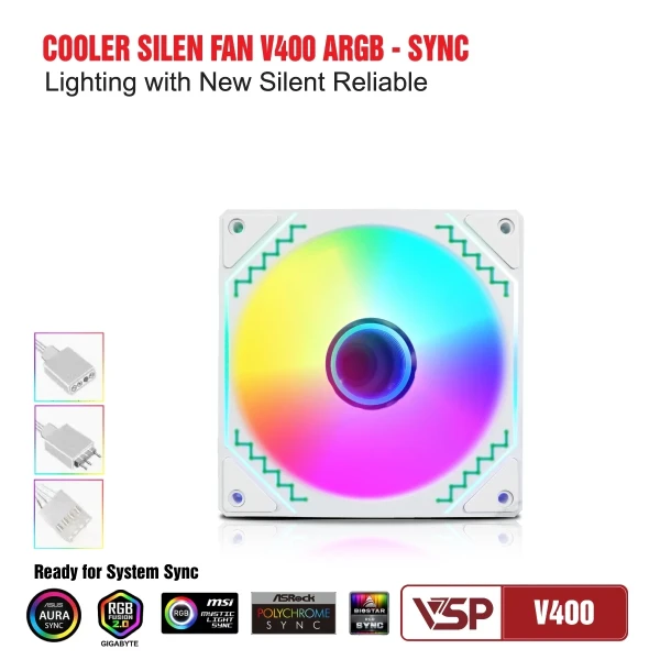 Quạt Tản Nhiệt VSP V400 ARGB PWM Edition (Fan Case & CPU Cooler / Trục FDB)