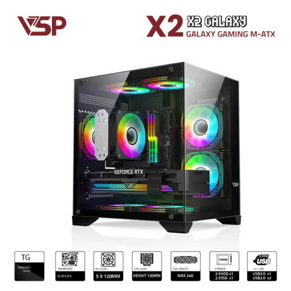 Vỏ Case Máy Tính Aquanaut X2 Galaxy - Đen