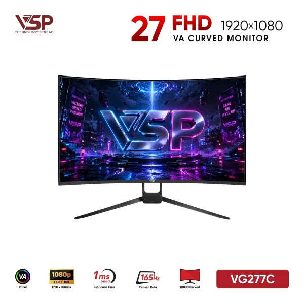 Màn Hình Gaming VSP VG277C (27 inch / FHD / VA / 165Hz / 1ms)