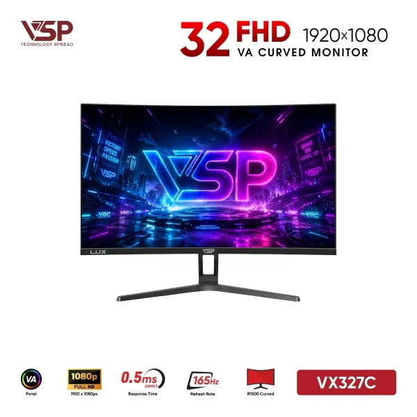 Màn Hình Cong Gaming VSP VX327C (32 inch / VA / FHD / 165Hz / 0.5ms)