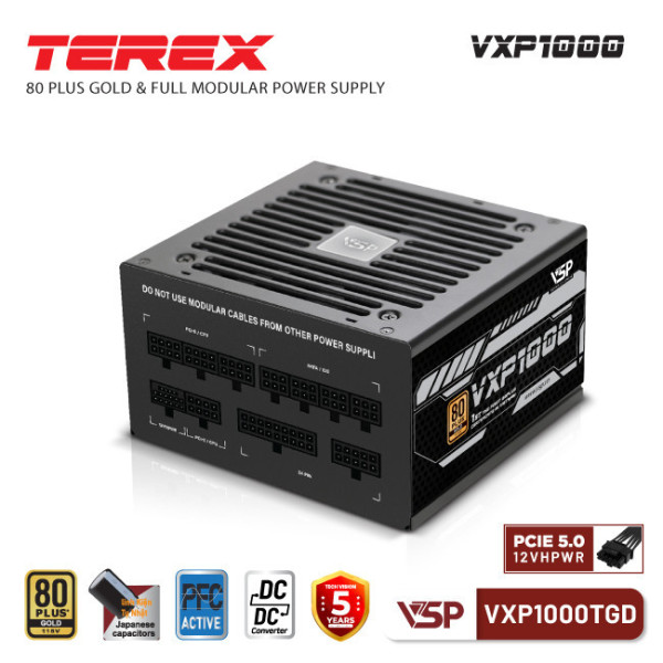Bộ nguồn VSP TEREX VXP1000TGD - 80 Plus Gold - 1000W - Full Modular