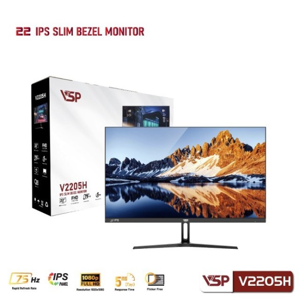 Màn hình LED VSP V2205H (22inch / IPS / FHD / 75Hz / 5ms / Adapter sync / màu đen)