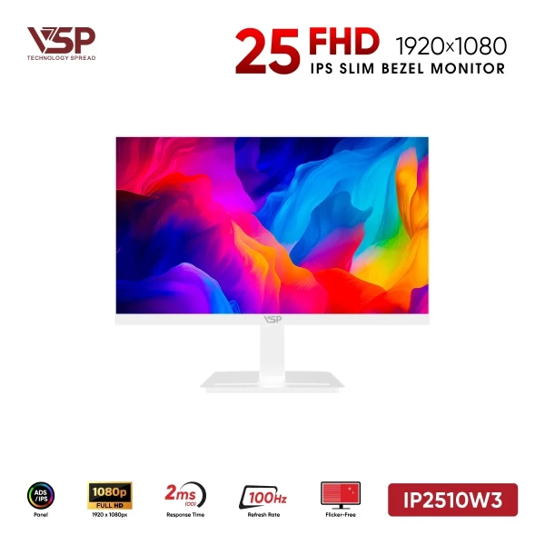 Màn Hình Gaming VSP IP2510W3 White (25 inch / IPS / FHD / 100Hz / 2ms)